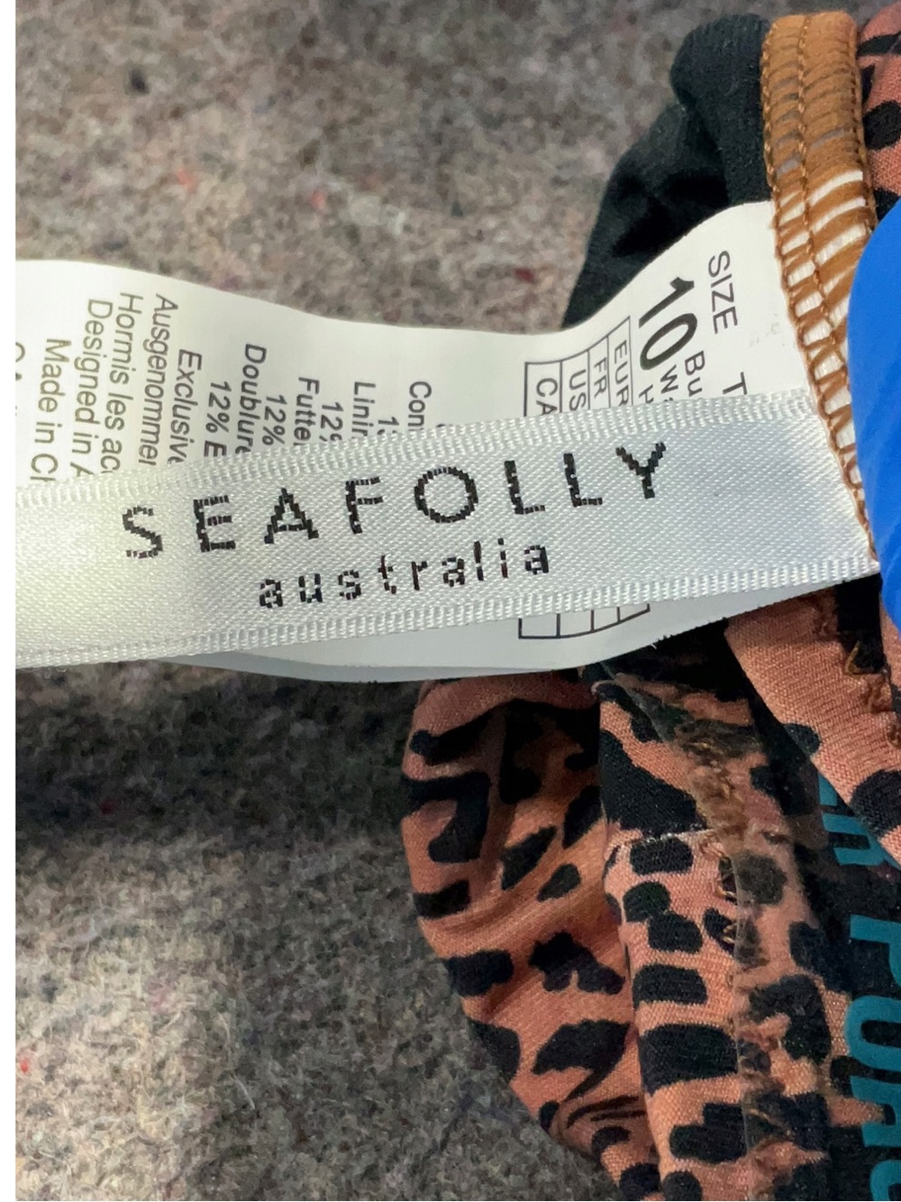 Seafolly Leopard Bikini Bottom 6 NWT High Cut Strappy Swim Bottom Animal Print - Picture 2 of 5